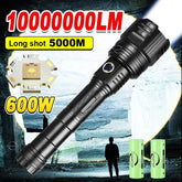 1000000LM 600W LED Powerful Flashlight USB Recharge Flash Light 12000MAh-TI00764-Veeddydropshipping